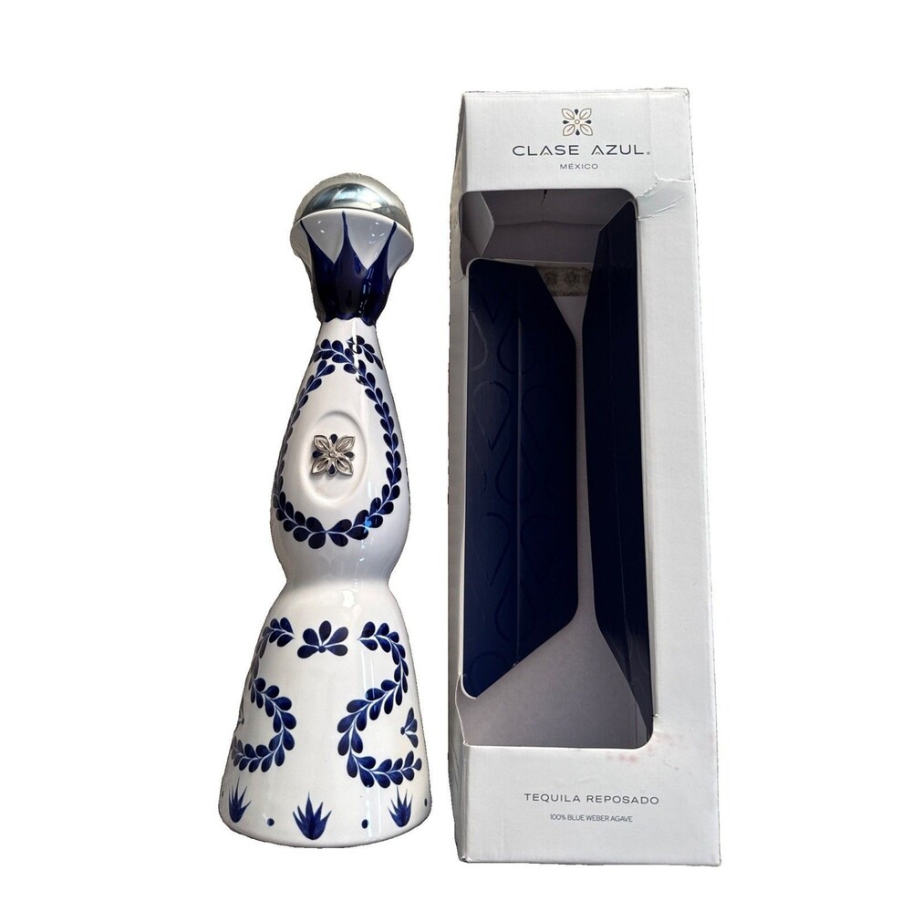 Clase Azul Reposado Tequila Empty Ceramic Bottle Decanter w/ Lid & Box